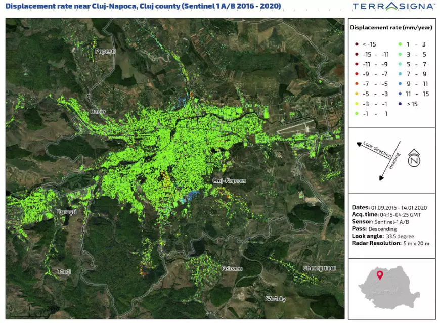Descoperirea unei companii care folosește sateliți: în fiecare oraș mare din România există zone care se scufundă în fiecare an