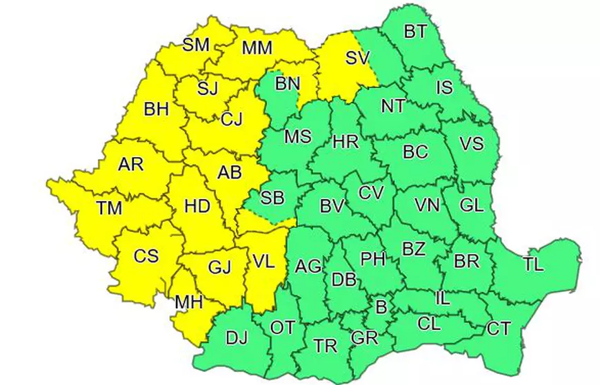 O nouă alertă meteo. 16 județe se află sub cod portocaliu de vijelii