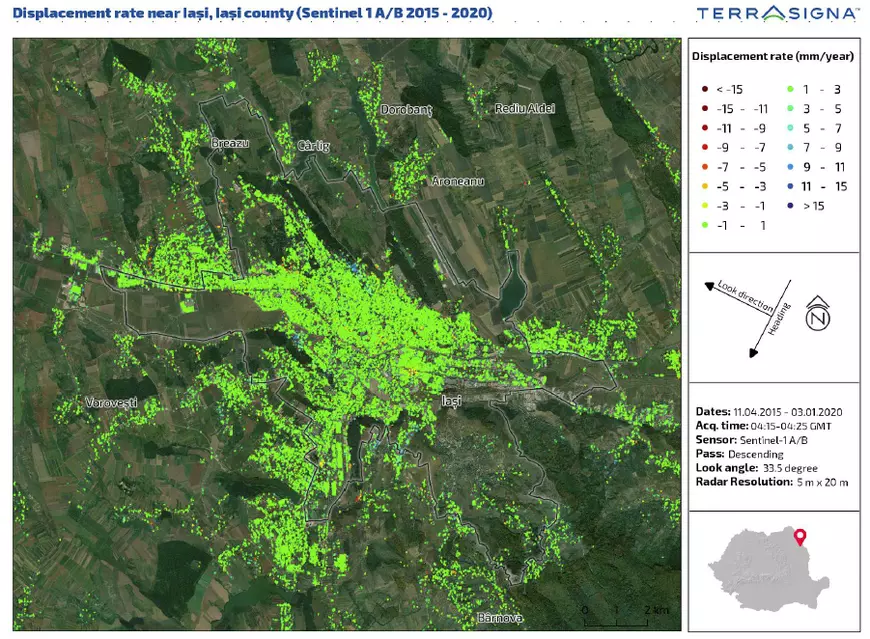 Descoperirea unei companii care folosește sateliți: în fiecare oraș mare din România există zone care se scufundă în fiecare an