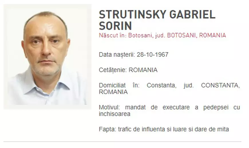 Condamnat definitiv la 10 ani şi 8 luni de închisoare, afaceristul Sorin Strutinsky a dispărut și este dat în urmărire națională de Poliție