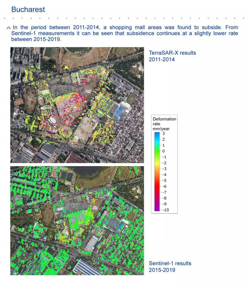 Descoperirea unei companii care folosește sateliți: în fiecare oraș mare din România există zone care se scufundă în fiecare an