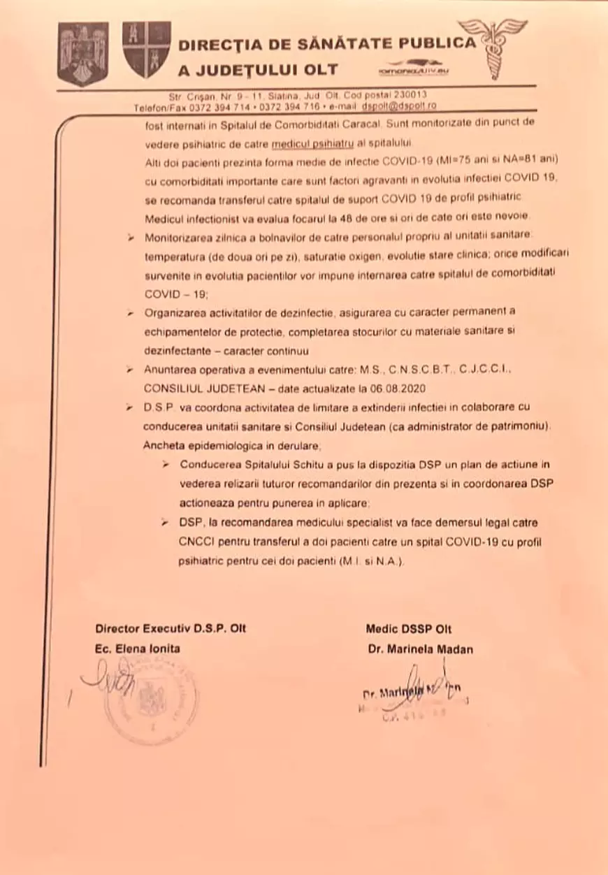 Scandal în cazul focarului de la Spitalul de Psihiatrie Schitu. Familiile acuză că nu își pot lua rudele neinfectate acasă: „Pacienții stau afară ca sardinele și joacă table”