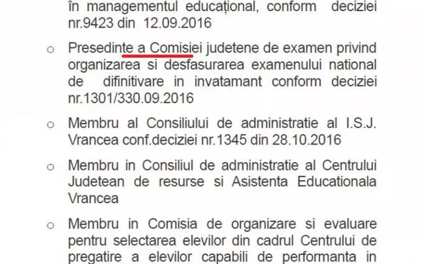 Șefa Inspectoratului Școlar Vrancea și-a șters CV-ul de pe site-ul instituției, după ce documentul plin de greșeli gramaticale a fost făcut public