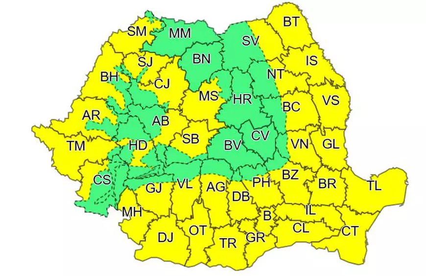 Capitala şi 35 de judeţe se află sub cod galben de caniculă. Harta zonelor vizate