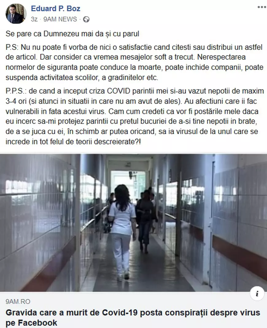 Lider PNL din Iaşi, mesaj deplasat după moartea gravidei din Arad: “Se pare că Dumnezeu mai dă şi cu parul”