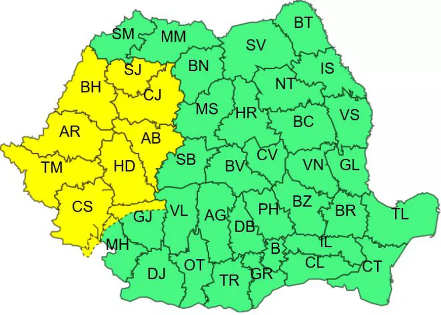 Alertă de ploi, grindină și vijelii în aproape toată țara, până duminică dimineață