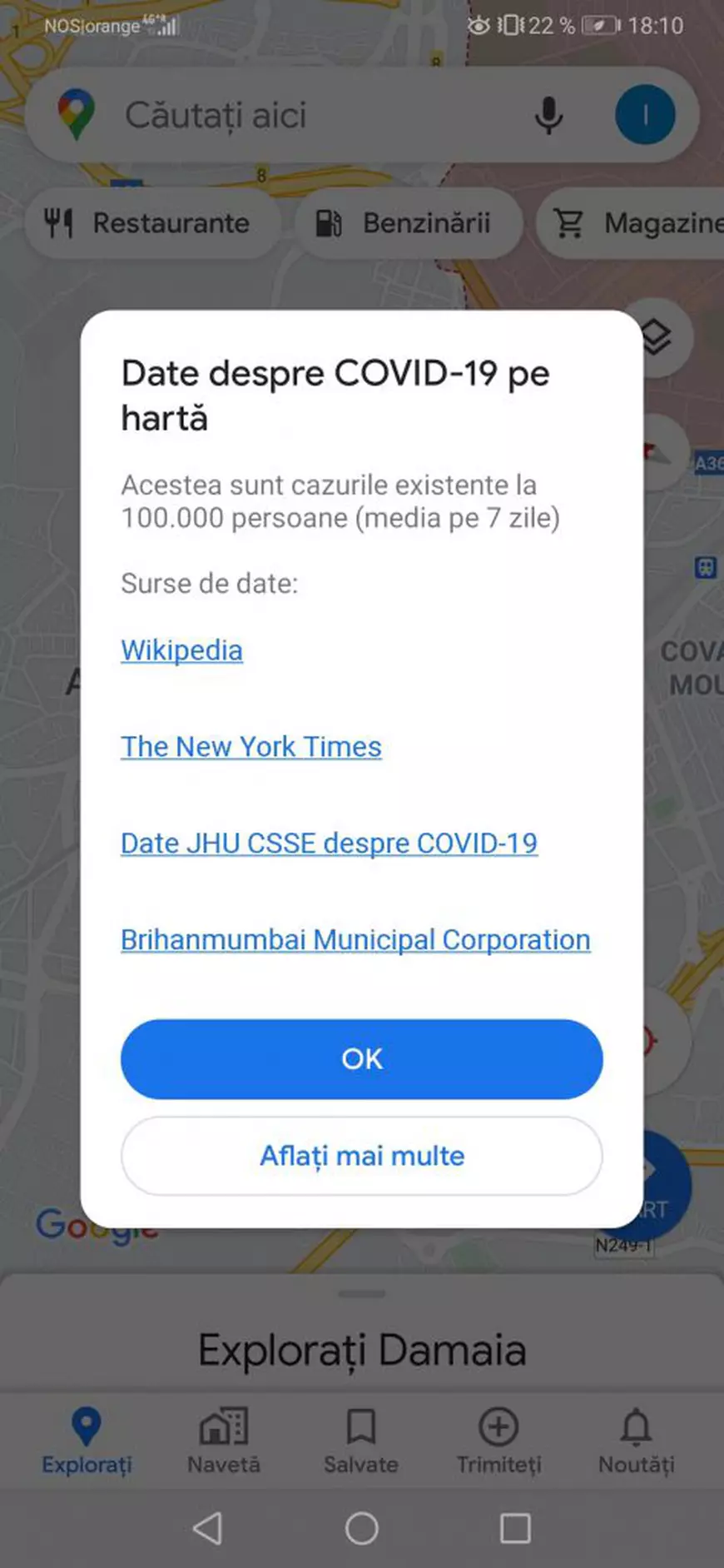 Google Maps va afișa câte cazuri de COVID-19 sunt într-o anumită zonă a lumii