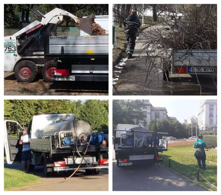 Primăria București-Ilfov: mașinile de la Parcuri București, venite la lucru în cartierul rezidențial din Voluntari unde stau Firea, Pandele și directorul companiei municipale