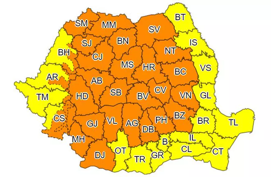 Cod portocaliu de ploi abundente și vijelii în aproape toată țara, până în ziua alegerilor