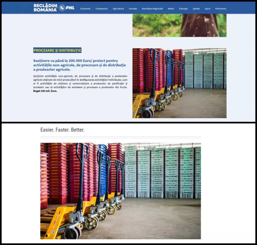 PNL a lansat pentru alegeri site-ul “Reclădim România” și a vopsit în Photoshop un tractor din Germania ca să ilustreze relansarea agriculturii românești “prin noi înșine”!