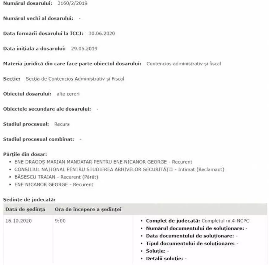 Traian Băsescu, așteptat vineri la Curtea Supremă. Fostul președinte contestă calitatea de colaborator al Securității