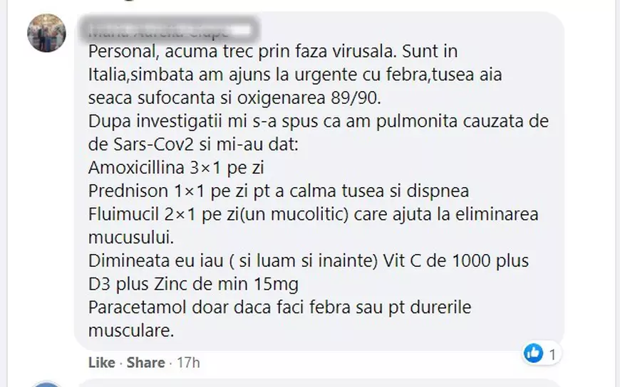 Avertisment pentru românii care se tratează singuri de COVID: Apelați la medicul de familie, nu la Facebook! “Unii ajung târziu la spital”