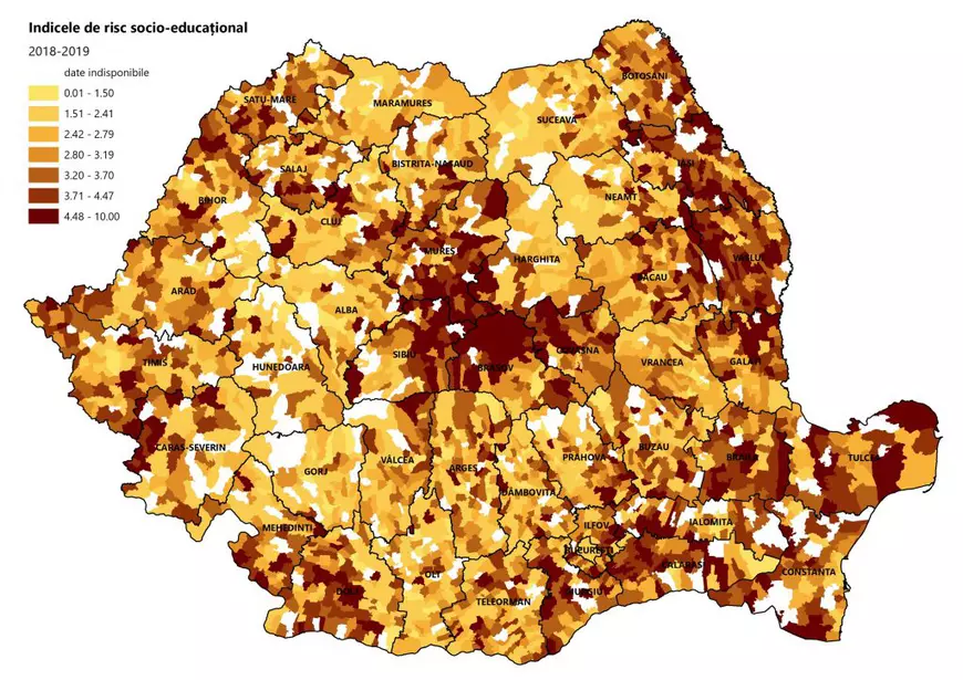 Harta școlilor dezavantajate din România. Județele cu cei mai mulți profesori necalificați și cu cel mai mare risc de abandon școlar