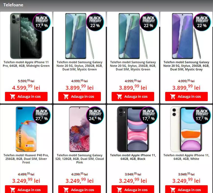 Catalon online reduceri Flanco Black Friday 2020 la smartphone iPhone, Samsung Galaxy, Huawei