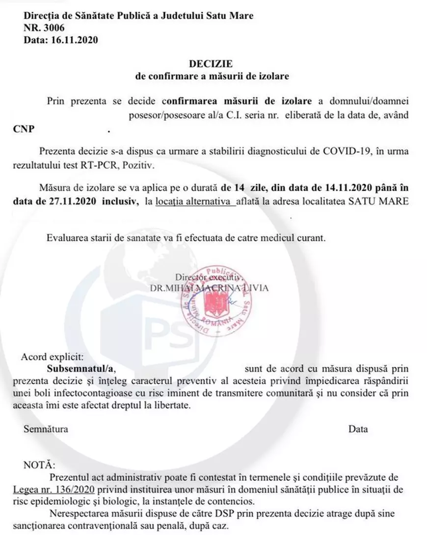 Sătmărean declarat pozitiv de DSP la COVID, fără să fi fost testat. Cum explică șefa Direcției încurcătura