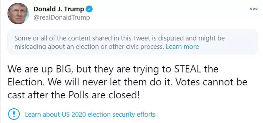 Donald Trump acuză democrații că vor să fure alegerile. Mesajul, cenzurat de Twitter