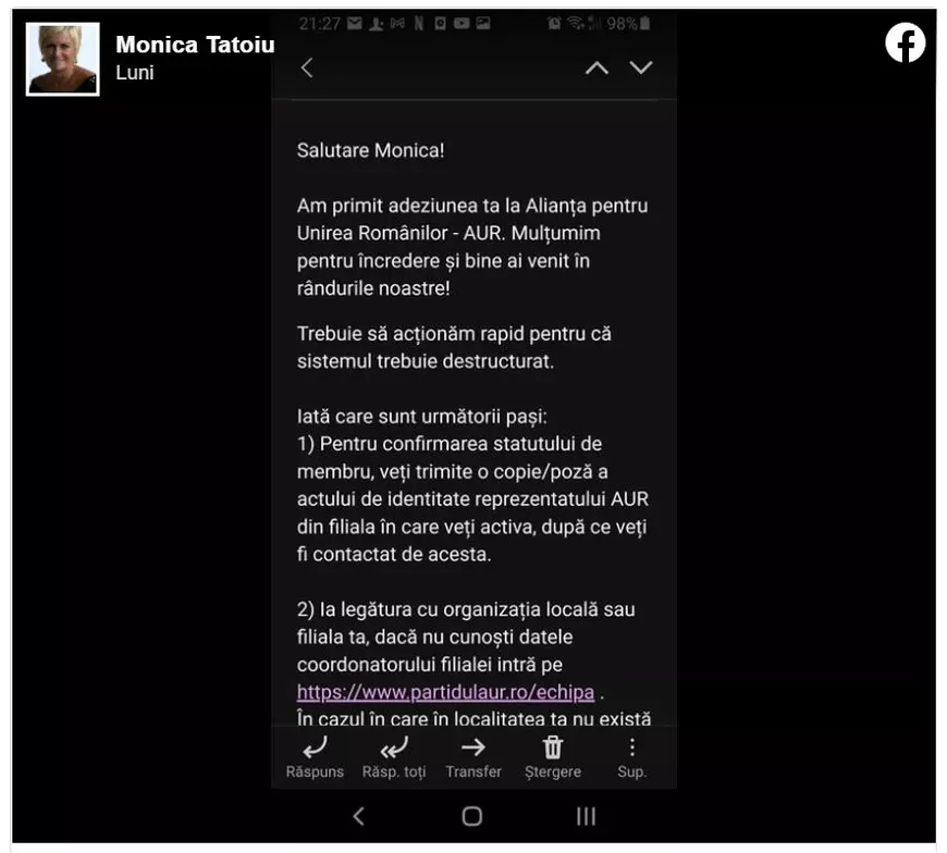 Monica Tatoiu susține că a fost înscrisă în AUR fără să știe. George Simion: „Mulți caută să se agațe de imaginea AUR. Vom analiza”