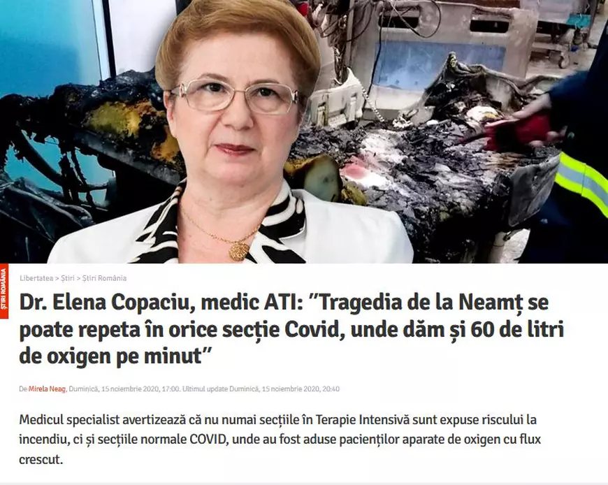 Incendiul de la „Balș” și avertismentul ignorat al unui medic: „Dăm și 60 de litri de oxigen pe minut”. Ce se întâmplă în saloanele COVID?