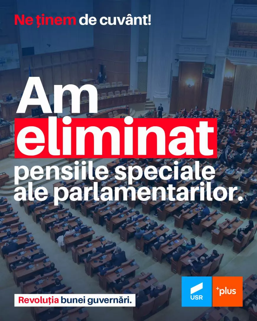 FOTO | Cum se laudă PSD, PNL și USR-PLUS că au eliminat pensiile speciale ale parlamentarilor. Mesaje la indigo pe Facebook
