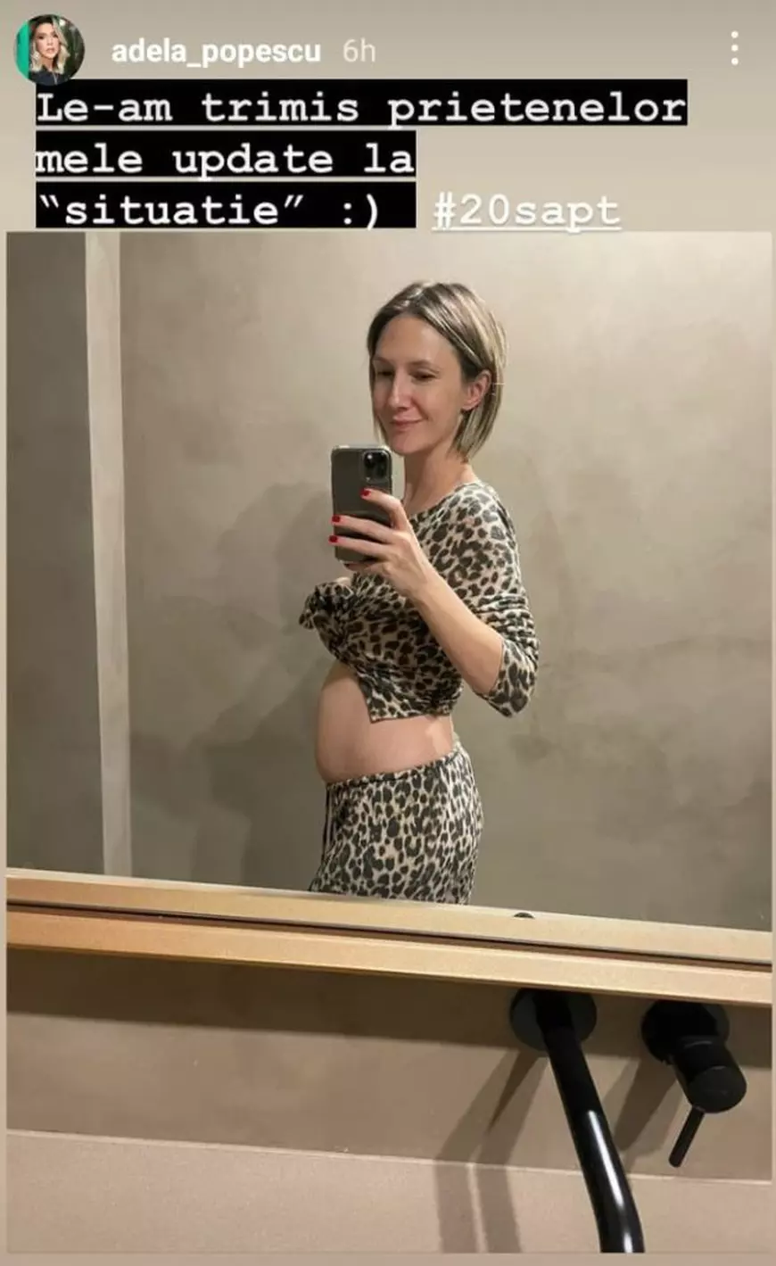 Cum arată Adela Popescu însărcinată în 20 de săptămâni. Vedeta își menține în continuare silueta. „Le-am trimis prietenelor mele update la ‘situație’”