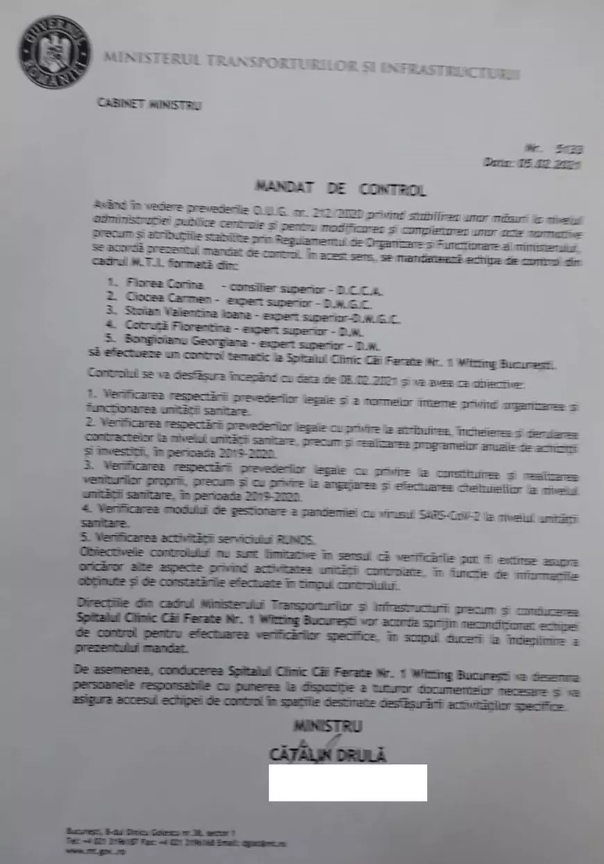 Ministrul transporturilor a trimis corpul de control la Spitalul Witting, aflat în subordinea sa, chiar în ziua în care Libertatea a scris că medicii au primit măști de protecție non-medicale!