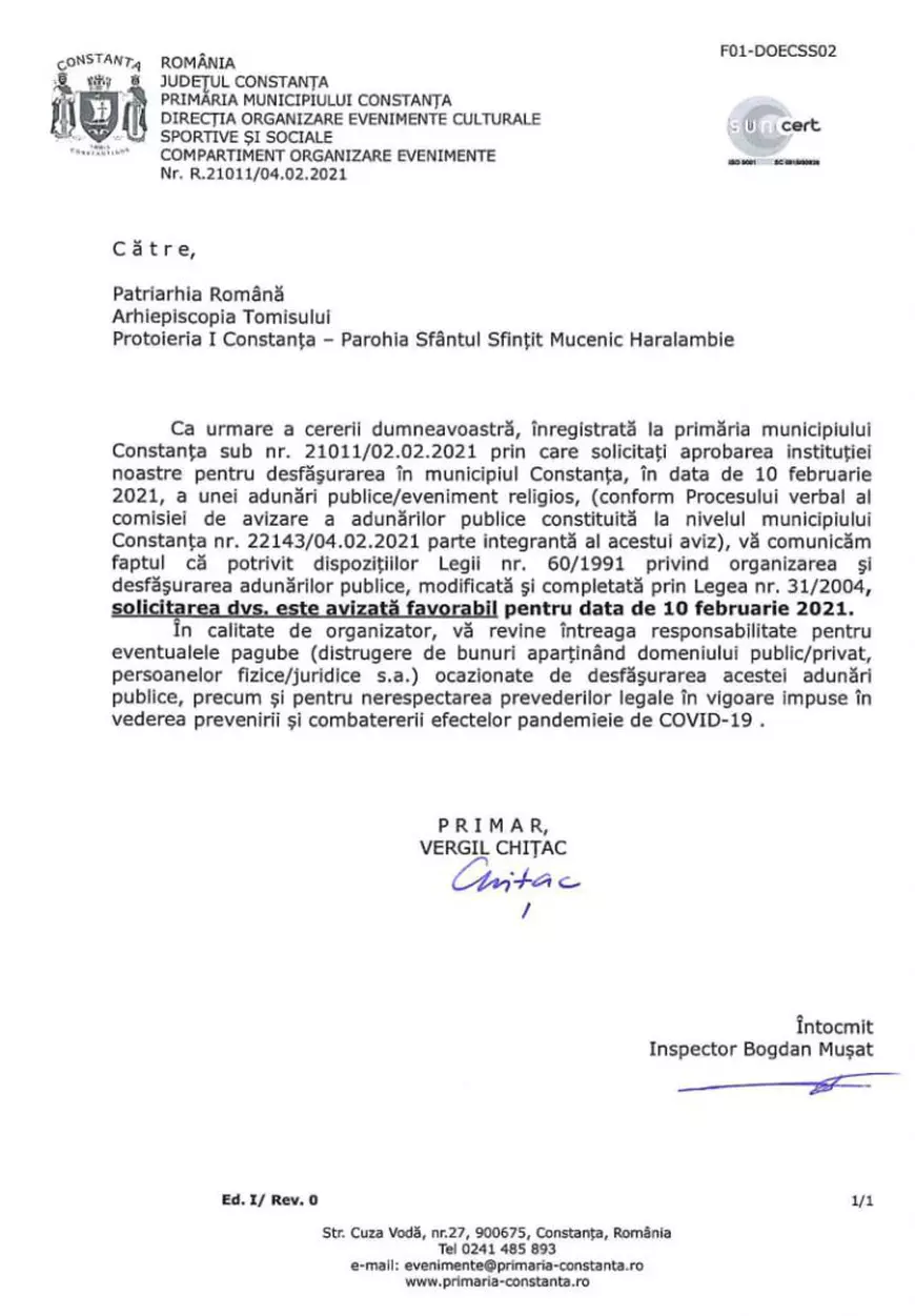 Sărbătoare religioasă de trei zile în Constanța, organizată de ÎPS Teodosie. Are loc inclusiv o procesiune, avizată de primărie