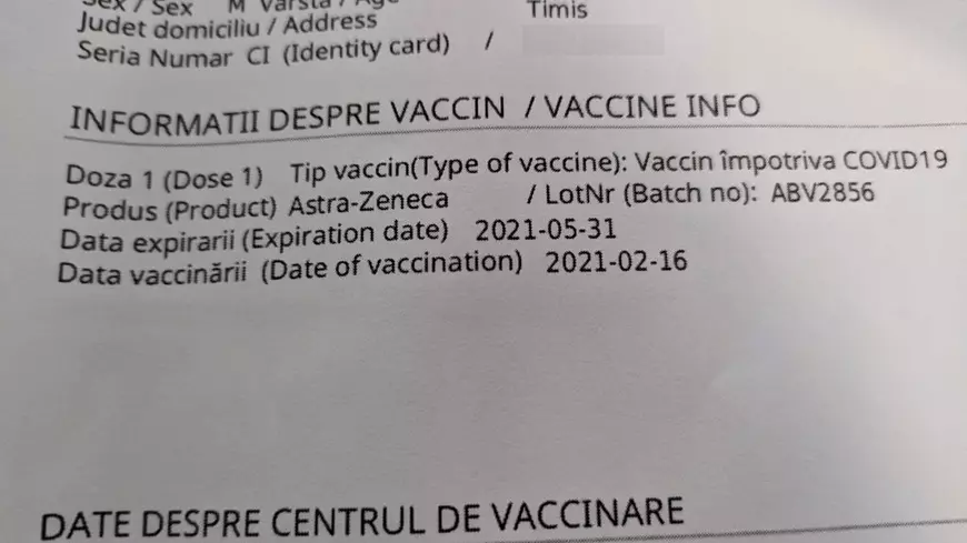 Vaccin din lotul AstraZeneca suspendat în Italia, administrat unor locuitori din județul Suceava și din Timișoara. „Mă simt bine, nu am nicio emoție pentru rapel”