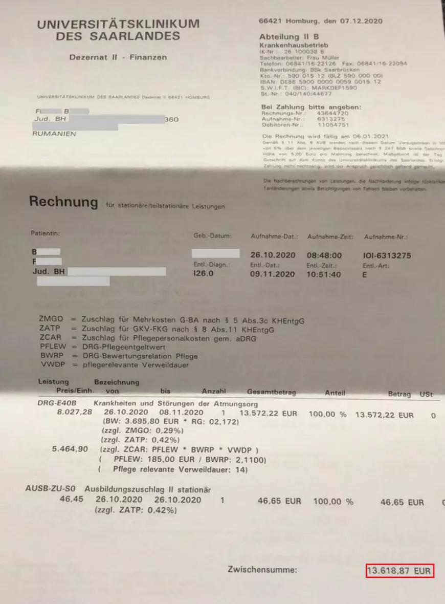 O româncă internată de urgență în Germania a primit o factură de 13.000 de euro. Greșeala făcută când a semnat contractul de angajare. „Nu mi-a spus nimeni”