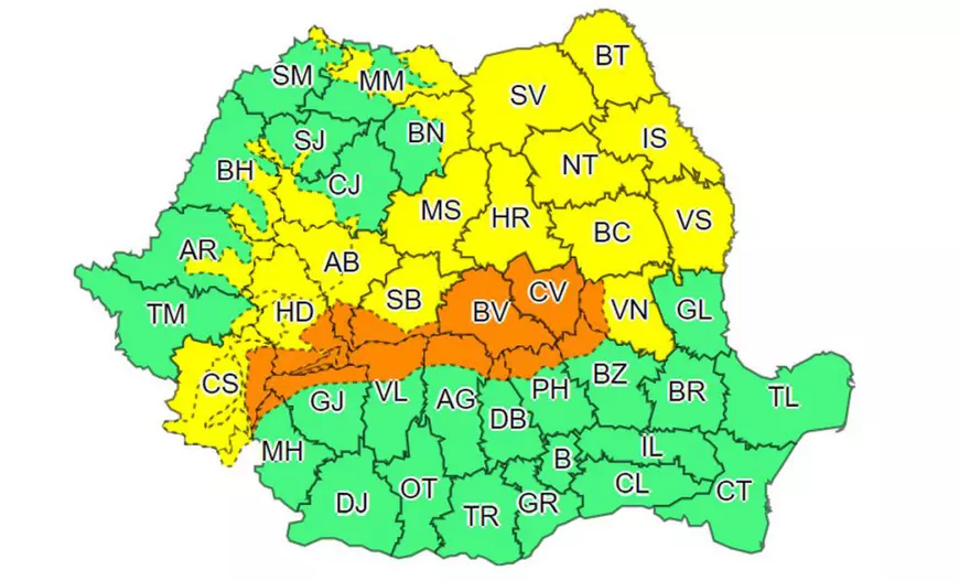 Cod portocaliu de ninsori în 14 județe, valabil până sâmbătă. Care sunt zonele afectate