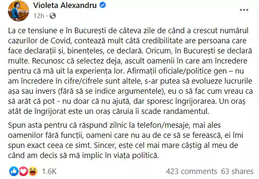 Criticat pe Facebook de Violeta Alexandru, Vlad Voiculescu acuză „felul «inovativ» în care a fost calculată incidența înainte de alegeri”