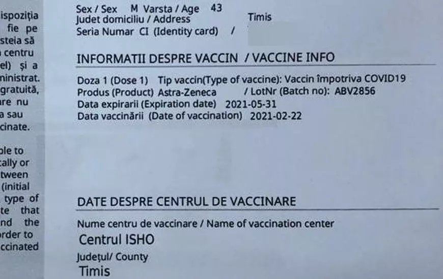 Vaccin din lotul AstraZeneca suspendat în Italia, administrat unor locuitori din județul Suceava și din Timișoara. „Mă simt bine, nu am nicio emoție pentru rapel”