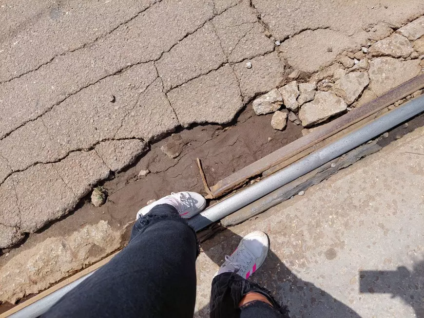 Așa arată o șină de tramvai, pe linia lui 36