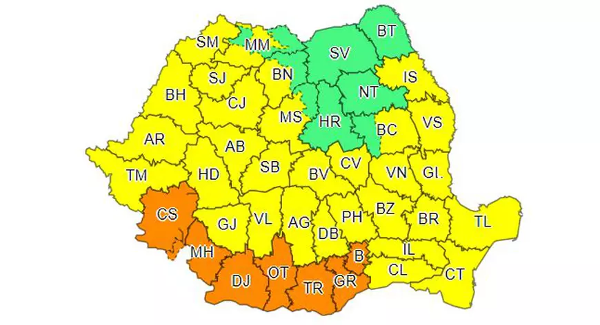 Cod portocaliu de caniculă în București și alte șapte județe din sud. În nord și est sunt anunțate vijelii puternice
