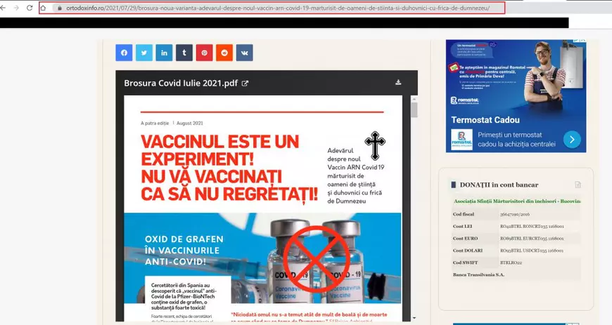 Broşură cu știri antivaccin, distribuită în mai multe județe. Poliția a deschis un singur dosar penal