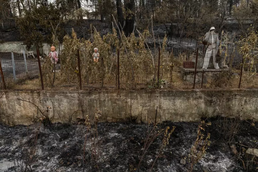 Tragedia greacă, în 14 scene impresionante. Ce a rămas în urma incendiilor care au devastat Insula Evia, unde acționează pompierii români