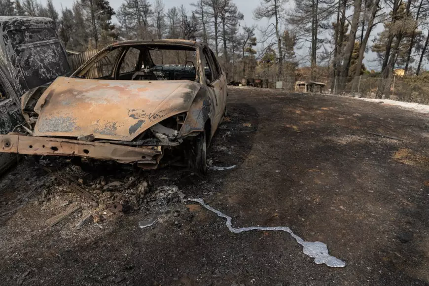 Tragedia greacă, în 14 scene impresionante. Ce a rămas în urma incendiilor care au devastat Insula Evia, unde acționează pompierii români