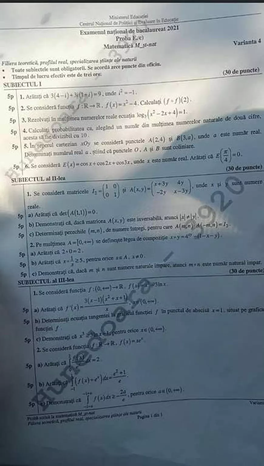 Subiecte BAC Matematică - sesiunea de toamnă 2021. Ce le-a picat elevilor la matematică la Bacalaureat