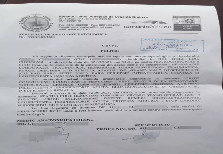 Bărbat declarat mort din greșeală, la Spitalul Județean din Craiova. Manager: „S-a produs o încurcătură”