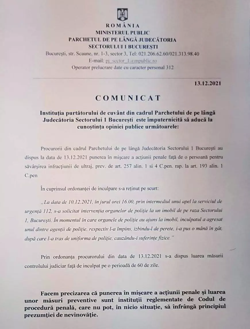 Soțul Dianei Șoșoacă, pus sub control judiciar pentru ultraj. Senatoarea și susținătorii ei au făcut scandal la Parchet