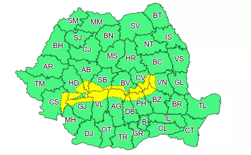 Cod galben de ninsori şi vânt puternic în mai multe judeţe. Cum va fi vremea în Bucureşti