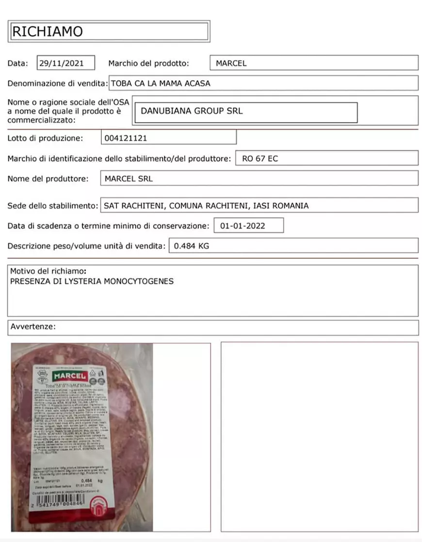 „Tobă ca la mama acasă”, produsă în România, scoasă de pe piață în Italia, conține o bacterie periculoasă