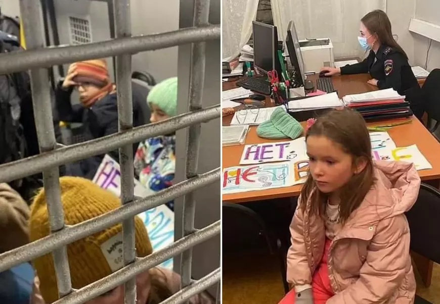 Un politician rus de opoziție acuză că Putin a băgat în dubă și copii care au protestat față de război. Imagini cu ei la secția de poliție