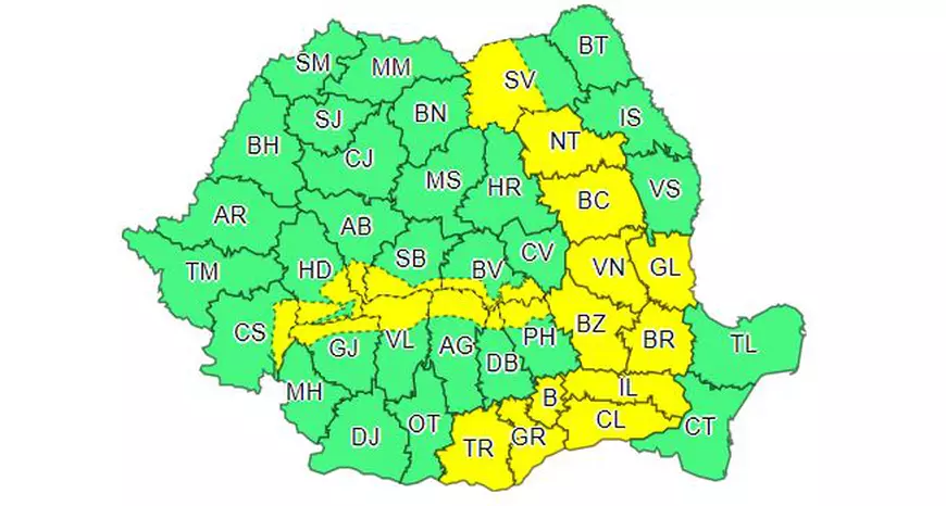 Cod galben de vânt puternic în mai multe judeţe şi în Bucureşti, vineri. Care sunt zonele vizate