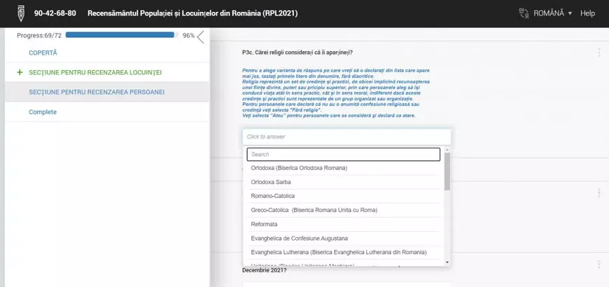 Întrebarea despre afilierea religioasă din recensământul populației 2022