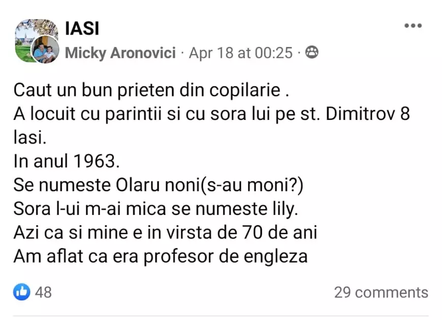 Doi prieteni se regăsesc după 60 de ani de distanță. Au copilărit la Iași, dar unul dintre ei s-a mutat în Israel: „Am făcut imposibilul să dau de el”