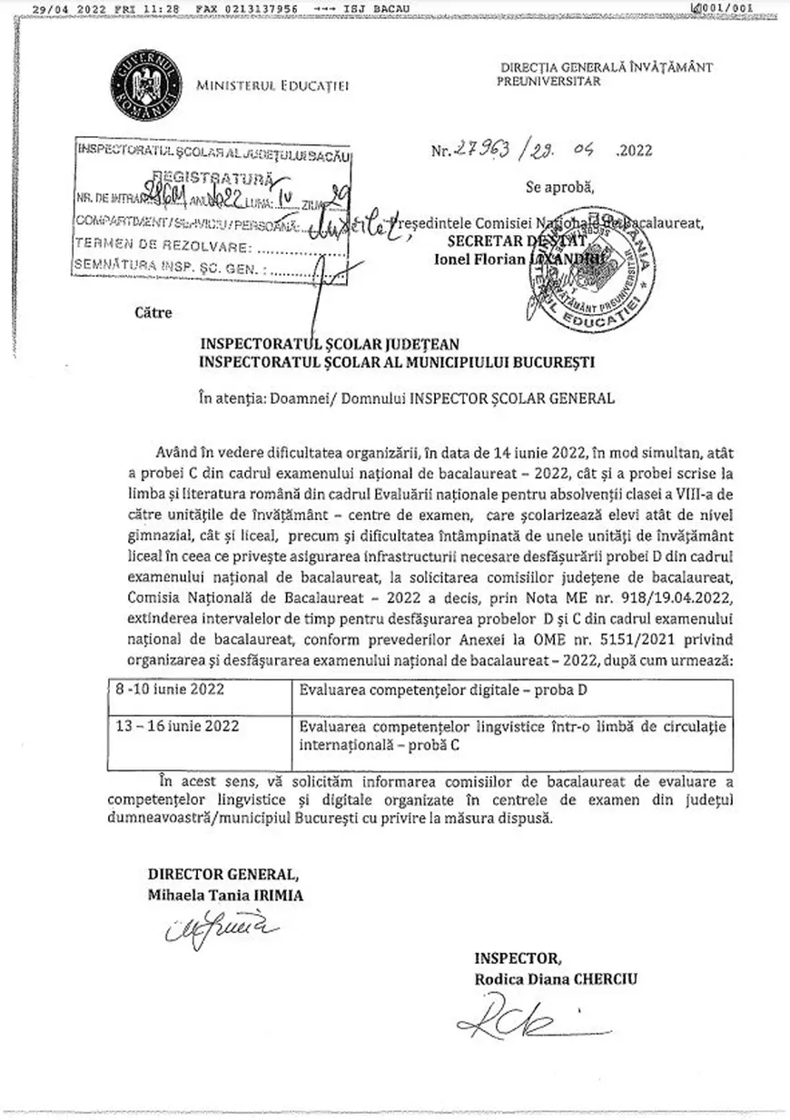 Calendar Bac 2022- Modificare în Calendarul de Bac 2022 anunțată de Ministerul Educației