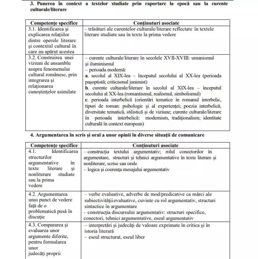 Programă română Bac 2022