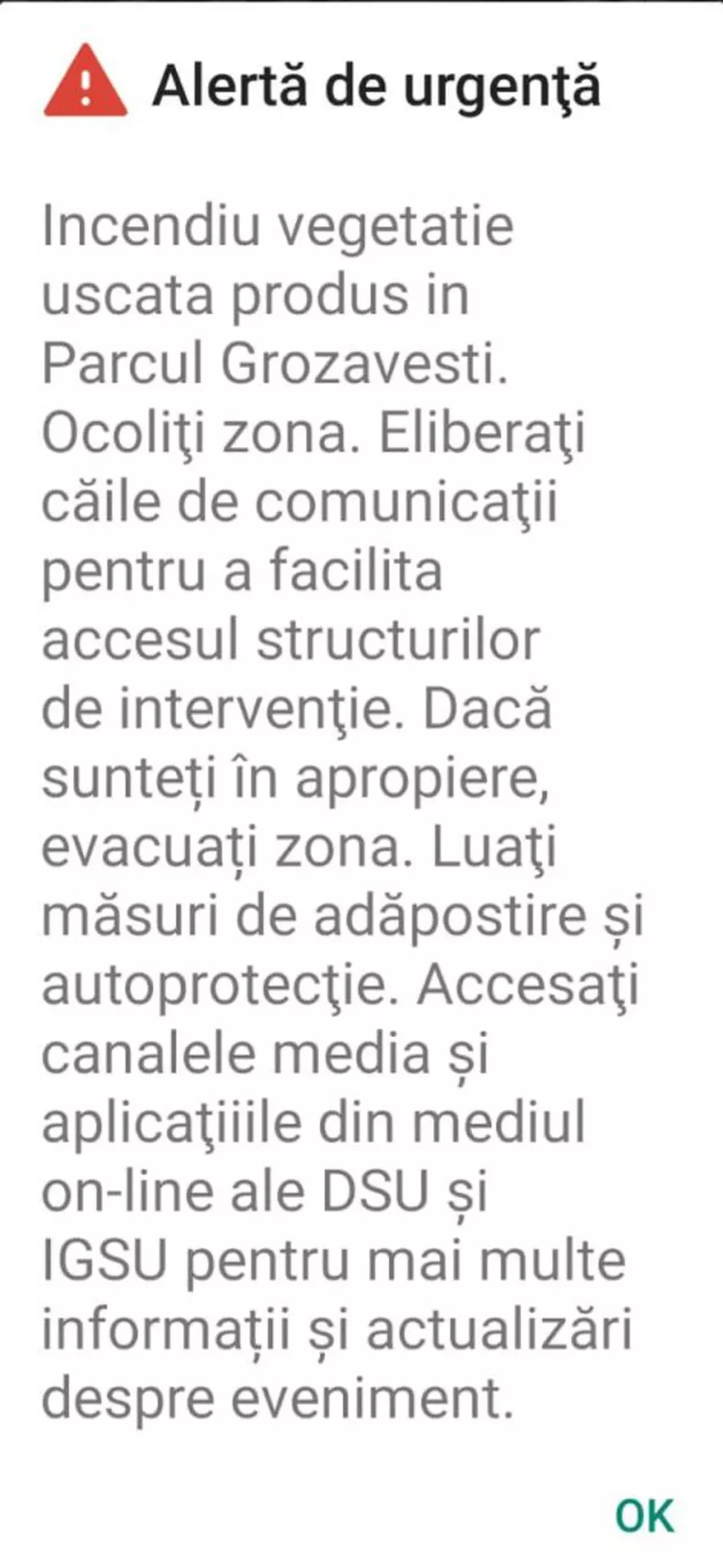 Incendiu puternic în Parcul Grozăvești din București. A fost emis mesaj Ro Alert
