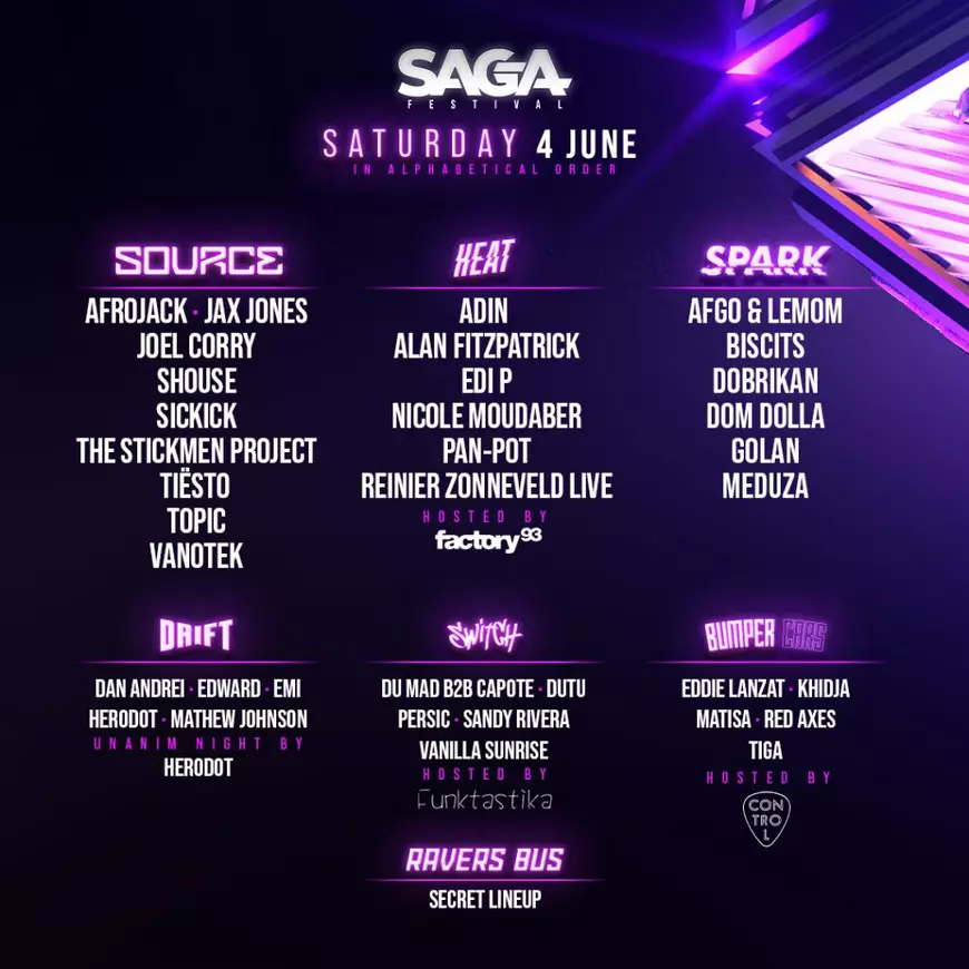 SAGA Festival anunță line-up-ul pentru fiecare zi de festival