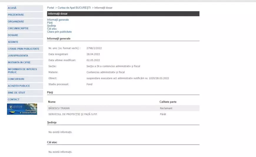 Traian Băsescu a dat în judecată SPP și cere să aibă din nou dispozitivul de protecție şi pază